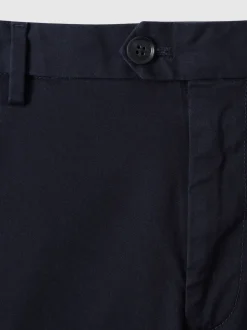 Reiss Navy Wicket Cotton Chino Shorts with Stretch