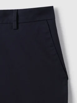 Reiss Navy Wicket Cotton Chino Shorts with Stretch