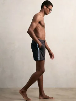 Reiss Navy/Blue Stripe Sol Stripe Side Adjuster Swim Shorts