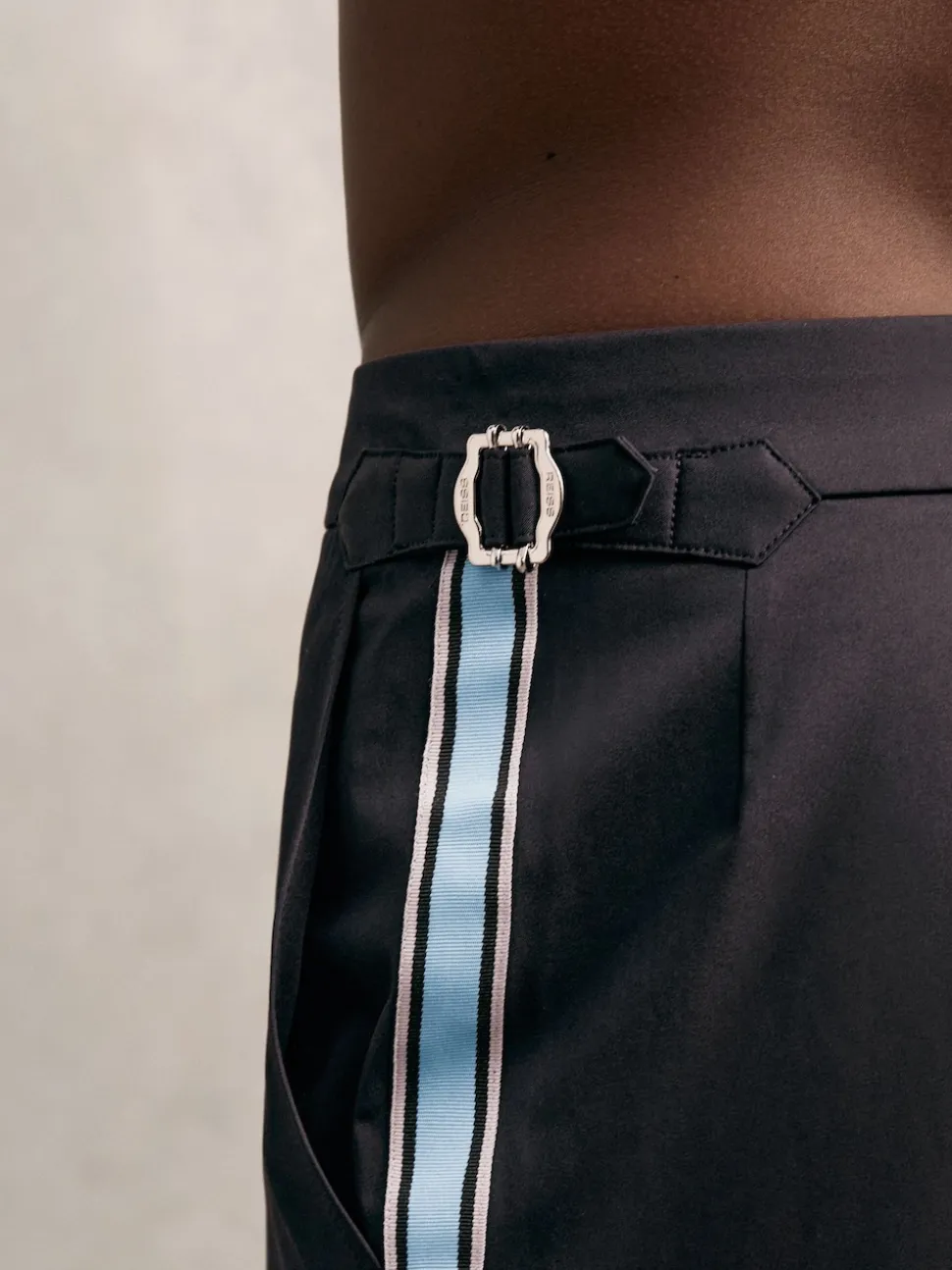 Reiss Navy/Blue Stripe Sol Stripe Side Adjuster Swim Shorts