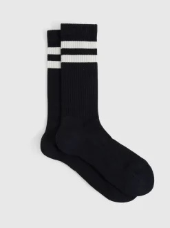Reiss Navy/Ecru Henman Cotton-Blend Double-Stripe Socks