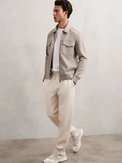 Reiss Oatmeal Bell Jersey Drawstring Cuffed Joggers
