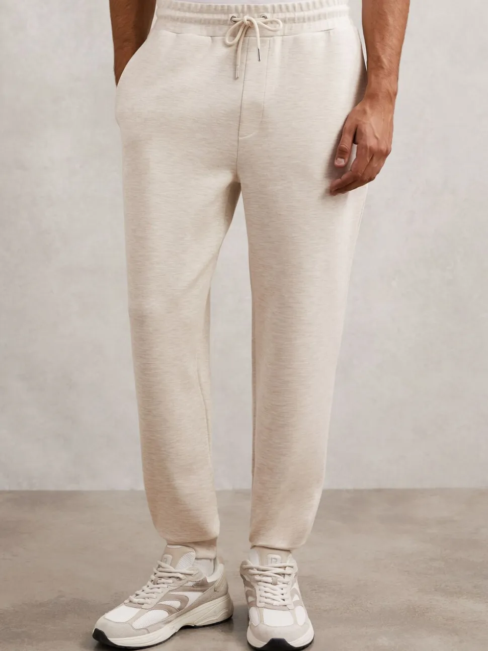 Reiss Oatmeal Bell Jersey Drawstring Cuffed Joggers