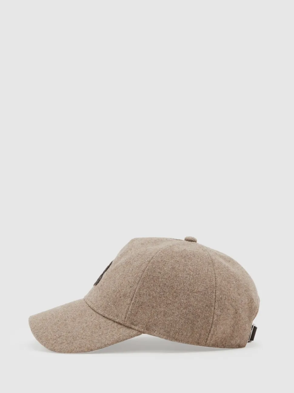 Reiss Oatmeal Brown Abel Monogram Appliqué Wool-Blend Cap