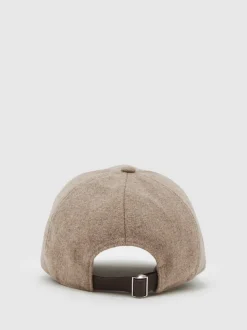 Reiss Oatmeal Brown Abel Monogram Appliqué Wool-Blend Cap
