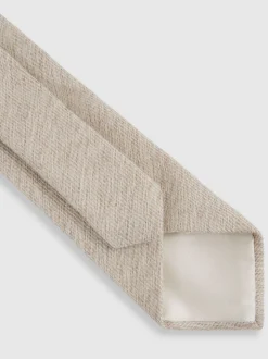 Reiss Oatmeal Donato Wool-Silk Textured Tie