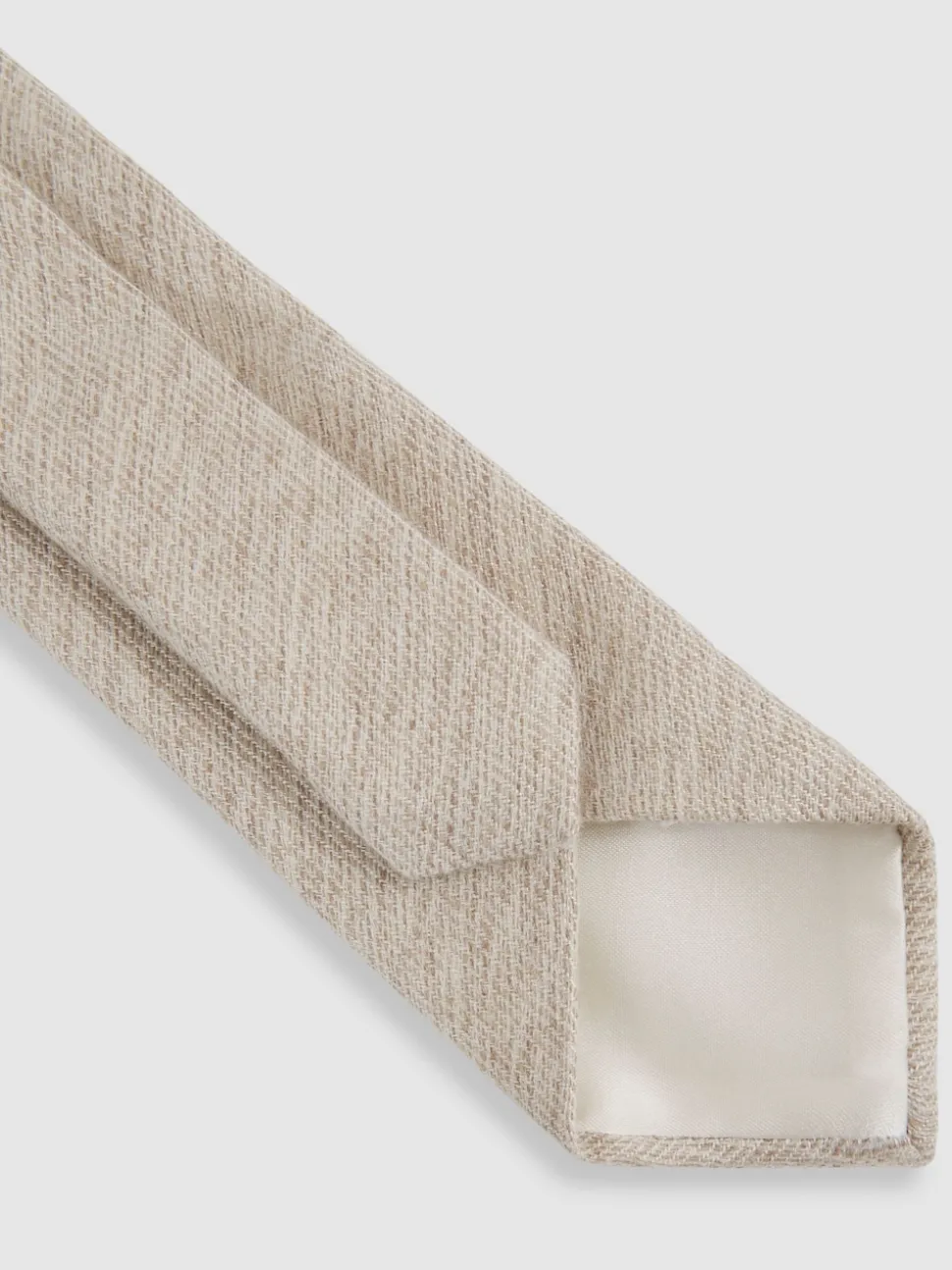 Reiss Oatmeal Donato Wool-Silk Textured Tie