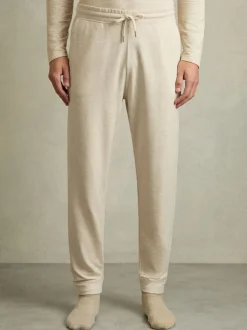 Reiss Oatmeal Melange Jose Drawstring Fleece Lined Joggers