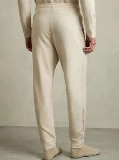 Reiss Oatmeal Melange Jose Drawstring Fleece Lined Joggers