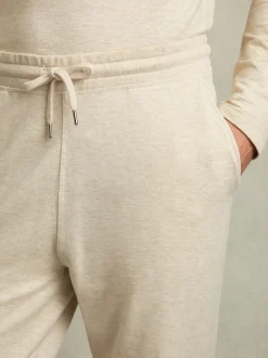 Reiss Oatmeal Melange Jose Drawstring Fleece Lined Joggers