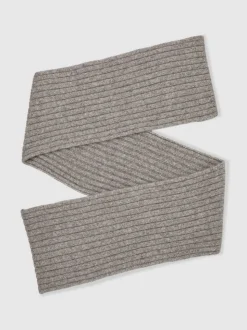 Reiss Oatmeal Melange Swinly Chunky Rib Wool Blend Scarves