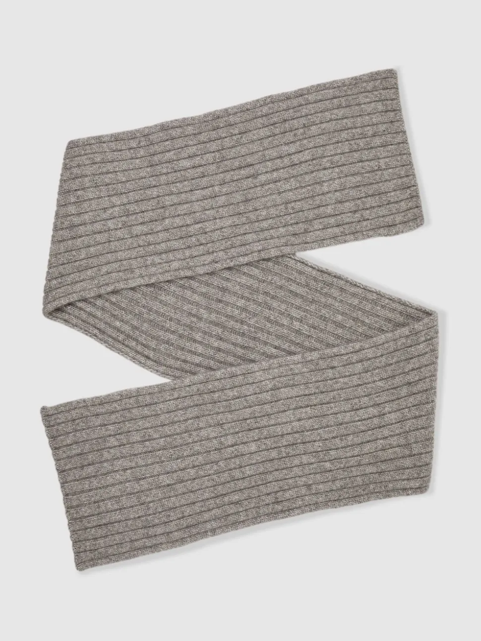 Reiss Oatmeal Melange Swinly Chunky Rib Wool Blend Scarves