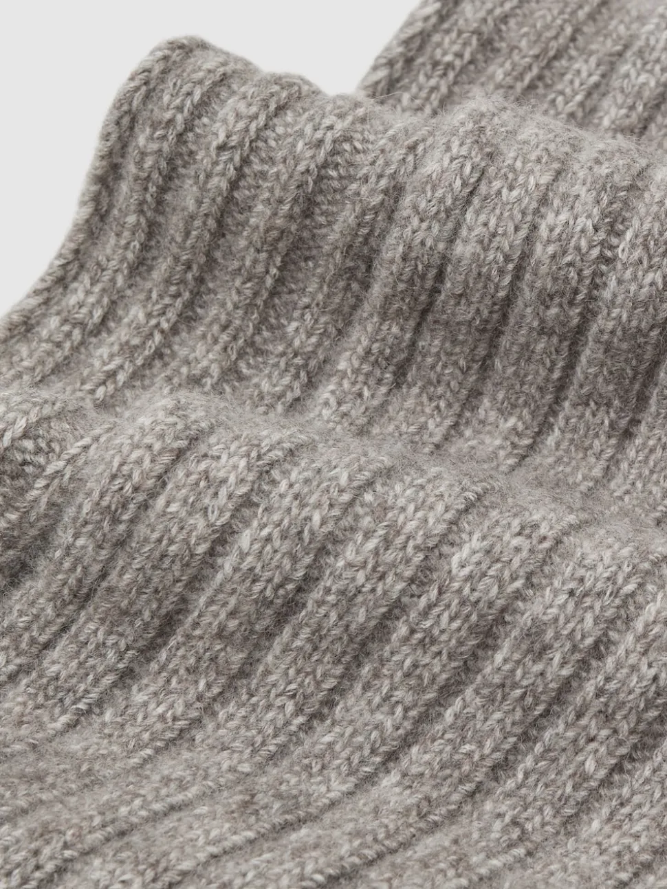 Reiss Oatmeal Melange Swinly Chunky Rib Wool Blend Scarves