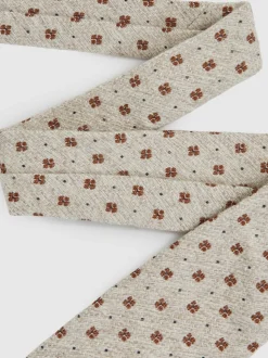 Reiss Oatmeal Melange Tullio Wool-Silk Floral-Medallion Tie