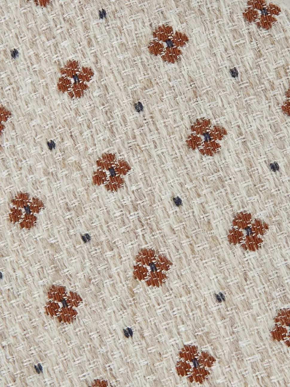 Reiss Oatmeal Melange Tullio Wool-Silk Floral-Medallion Tie