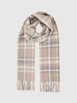 Reiss Oatmeal Multi Charis Wool-Cashmere Check Scarf