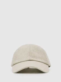 Reiss Oatmeal Salas Herringbone Cap with Wool