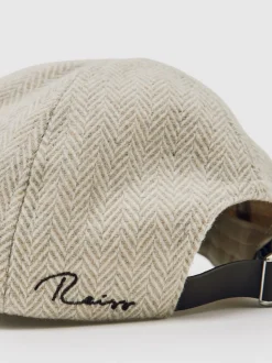 Reiss Oatmeal Salas Herringbone Cap with Wool