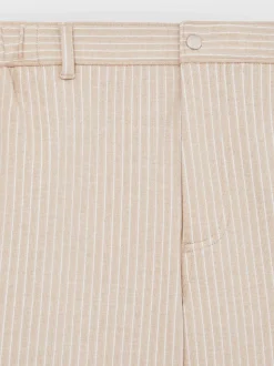 Reiss Oatmeal/White Pin Jersey Pinstripe Shorts