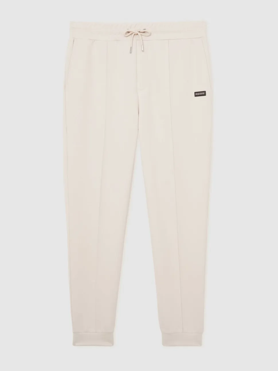 Reiss Off White Barnes Premium Interlock Cuffed Logo Joggers