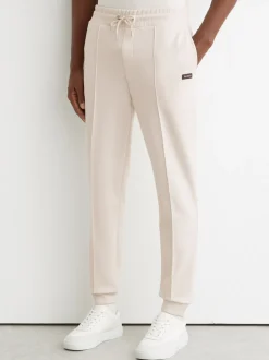 Reiss Off White Barnes Premium Interlock Cuffed Logo Joggers