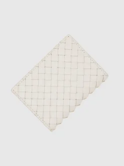 Reiss Off White Floyd Leather Woven Bifold Cardholder