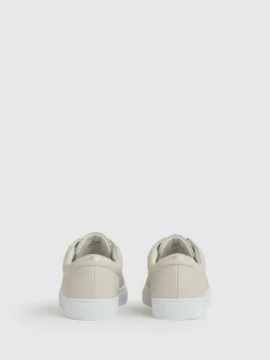Reiss Off White Luca Tumbled Tumbled Leather Trainers