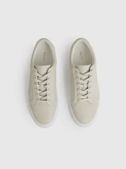 Reiss Off White Luca Tumbled Tumbled Leather Trainers
