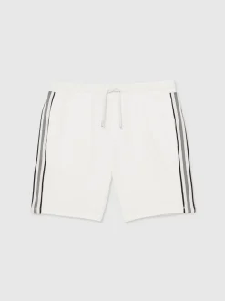 Reiss Off White Phoenix Textured Tape Drawstring Shorts