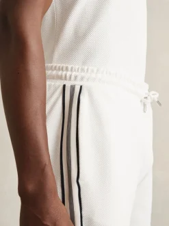 Reiss Off White Phoenix Textured Tape Drawstring Shorts