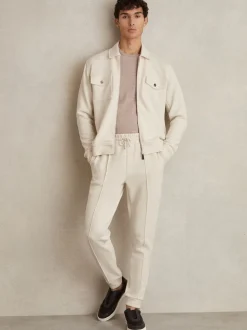 Reiss Off White Premier Drawstring Jersey Joggers