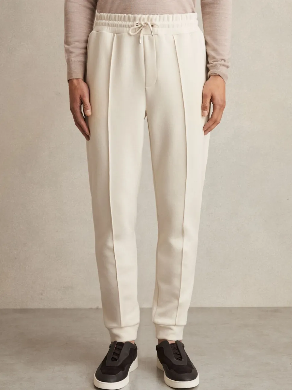 Reiss Off White Premier Drawstring Jersey Joggers