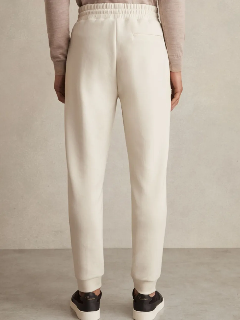 Reiss Off White Premier Drawstring Jersey Joggers