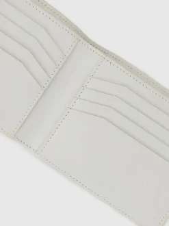 Reiss Off White Quincy Leather Woven Billfold Wallet