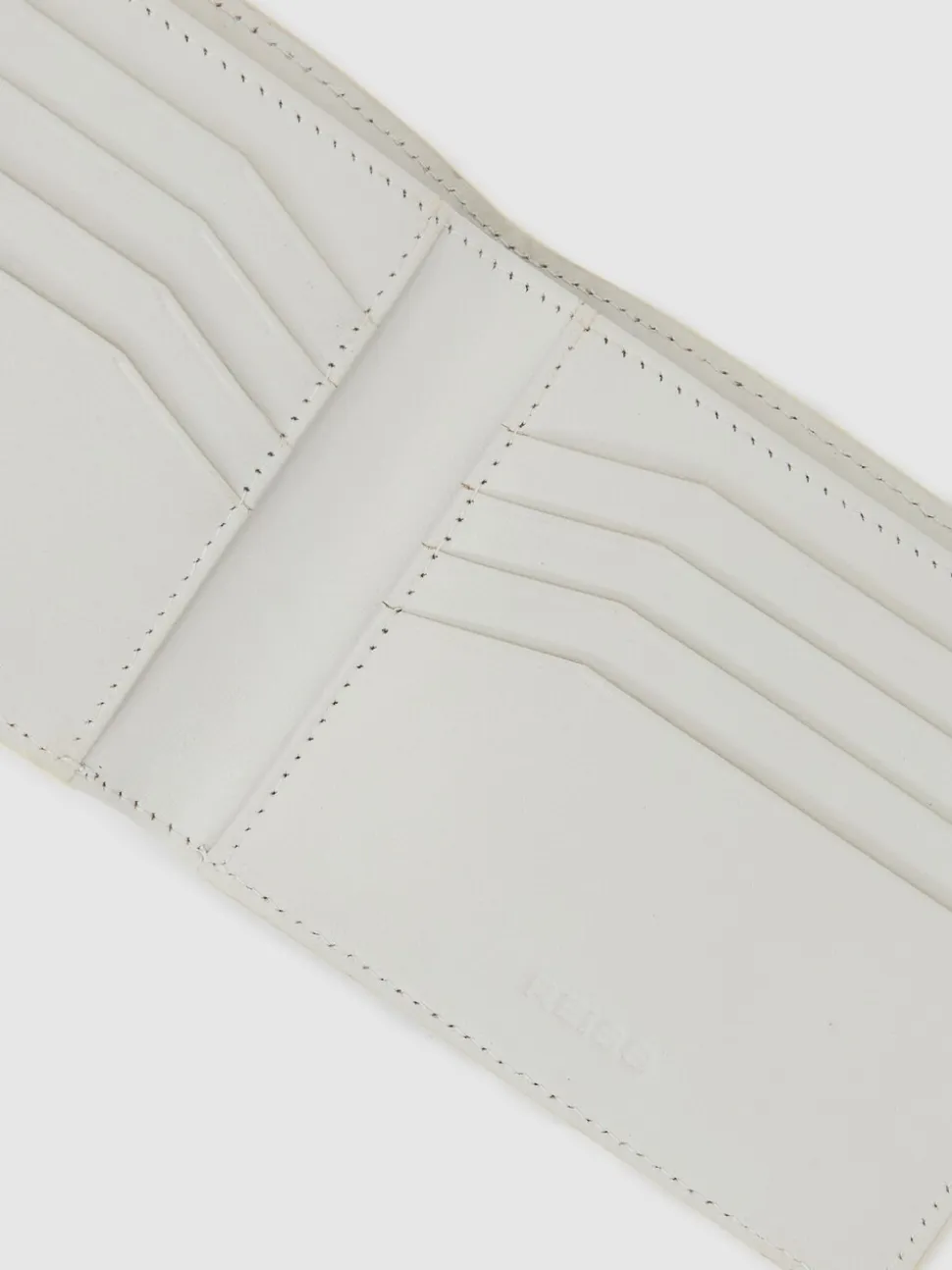 Reiss Off White Quincy Leather Woven Billfold Wallet