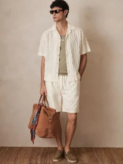 Reiss Off White Serra Reiss | Ché Fringed-Wave Shorts