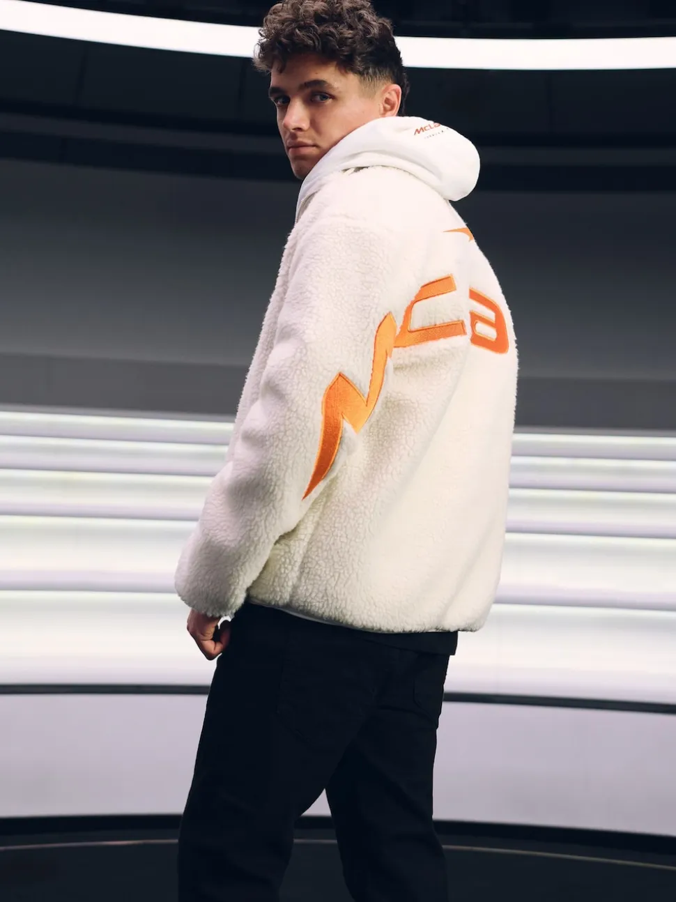 Reiss Off White Snoop McLaren F1 Team Embroidered Fleece Jacket Unisex Fit