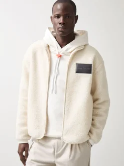 Reiss Off White Snoop McLaren F1 Team Embroidered Fleece Jacket Unisex Fit