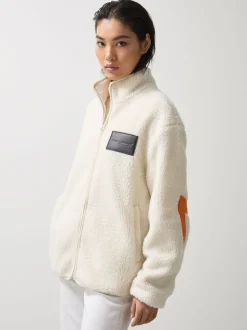 Reiss Off White Snoop McLaren F1 Team Embroidered Fleece Jacket Unisex Fit