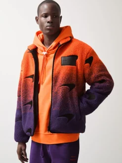 Reiss Papaya Orange/Purple Drift Unisex Fit McLaren F1 Team Ombré Fleece Jacket