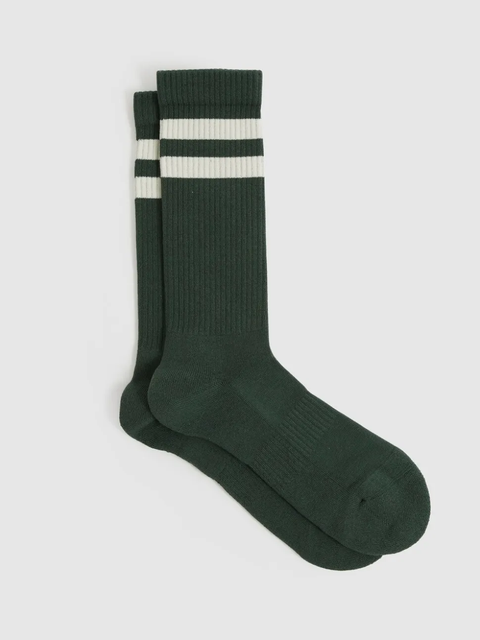 Reiss Pine Green/Ecru Henman Cotton-Blend Double-Stripe Socks