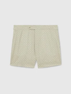 Reiss Pistachio Green Caprio Geometric Print Swim Shorts