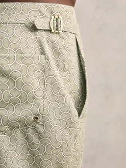 Reiss Pistachio Green Caprio Geometric Print Swim Shorts