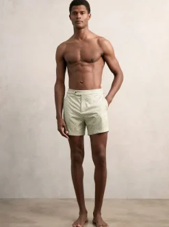 Reiss Pistachio Green Caprio Geometric Print Swim Shorts