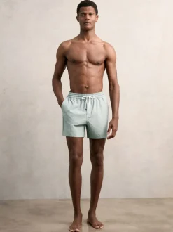 Reiss Pistachio Green Tito Drawstring Geometric Print Swim Shorts
