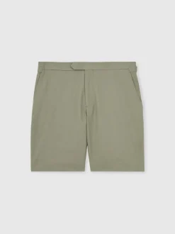 Reiss Pistachio Sketch Cotton-Linen Tailored Shorts