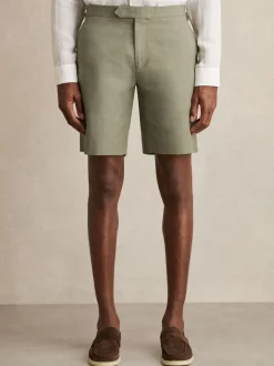 Reiss Pistachio Sketch Cotton-Linen Tailored Shorts