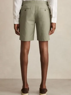 Reiss Pistachio Sketch Cotton-Linen Tailored Shorts