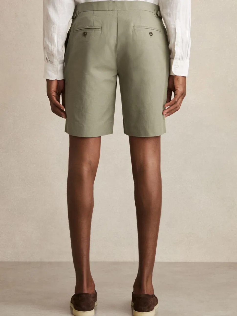 Reiss Pistachio Sketch Cotton-Linen Tailored Shorts
