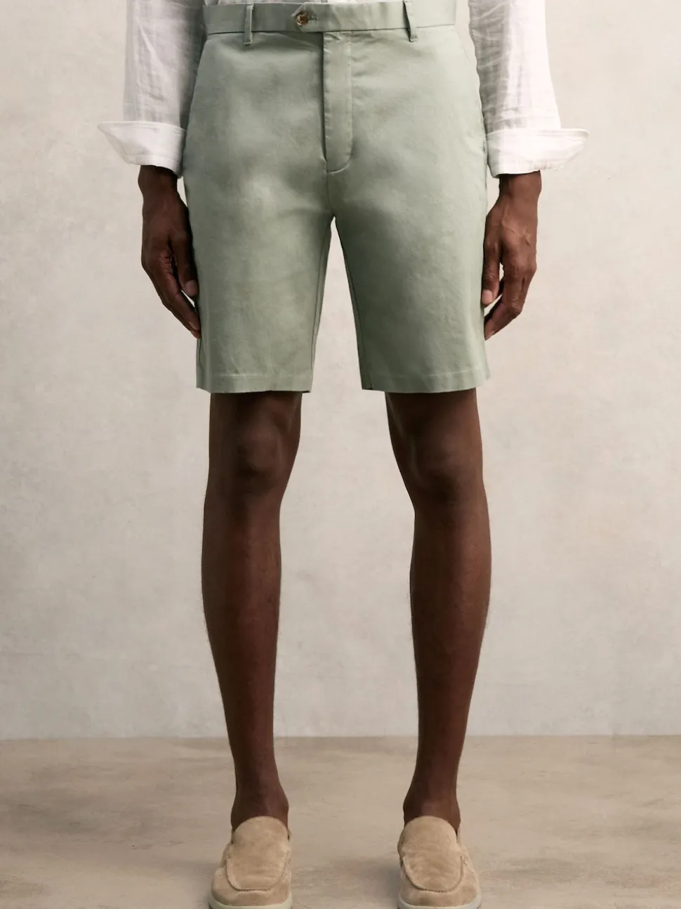 Reiss Pistachio Wicket Cotton Chino Shorts with Stretch